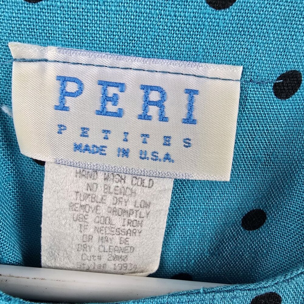 Peri Petites Button-Front Polkadot Dress Blue/Black Size 6 Polyester/Rayon - Picture 4 of 5